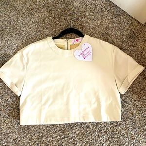 Women’s faux leather short sleeved crop